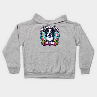 Border Collie Mom: Cheerful Cartoon Dog Love Design Kids Hoodie